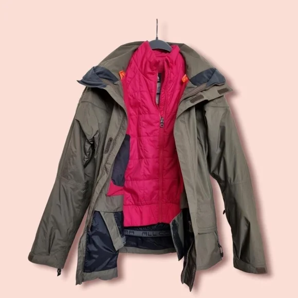 Nike ACG Storm Fit khaki Ski jacket 2 in 1 with padded pink inner pufferSize m - Picture 2 of 4